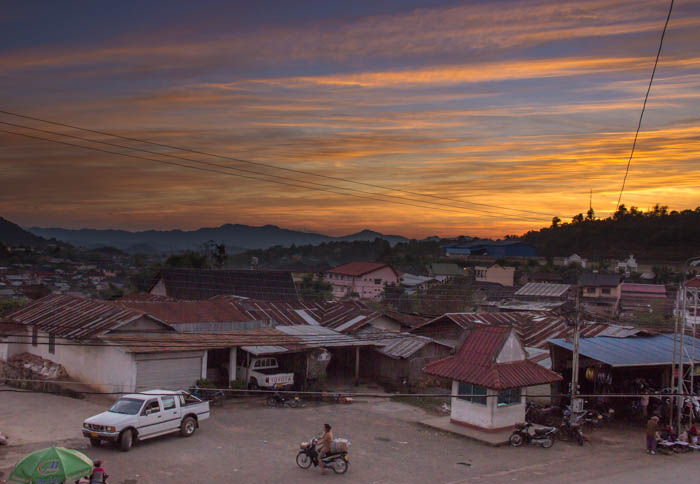 Our first sunset in Phongsaly from the balcony of our guesthouse.