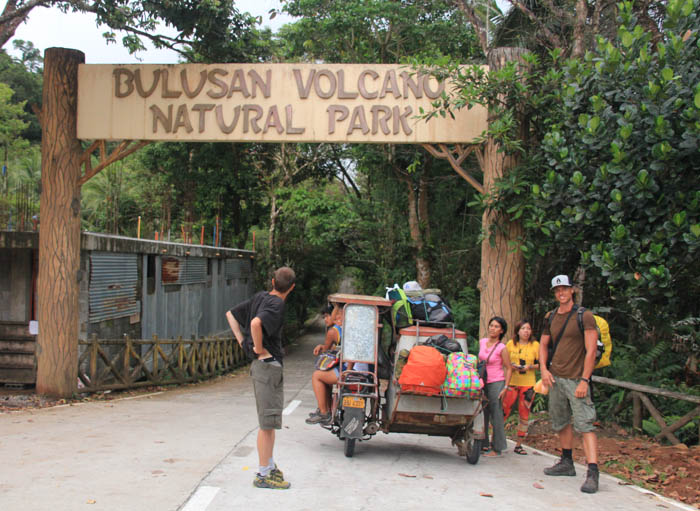Arriving at Bulusan Park to set up camp.