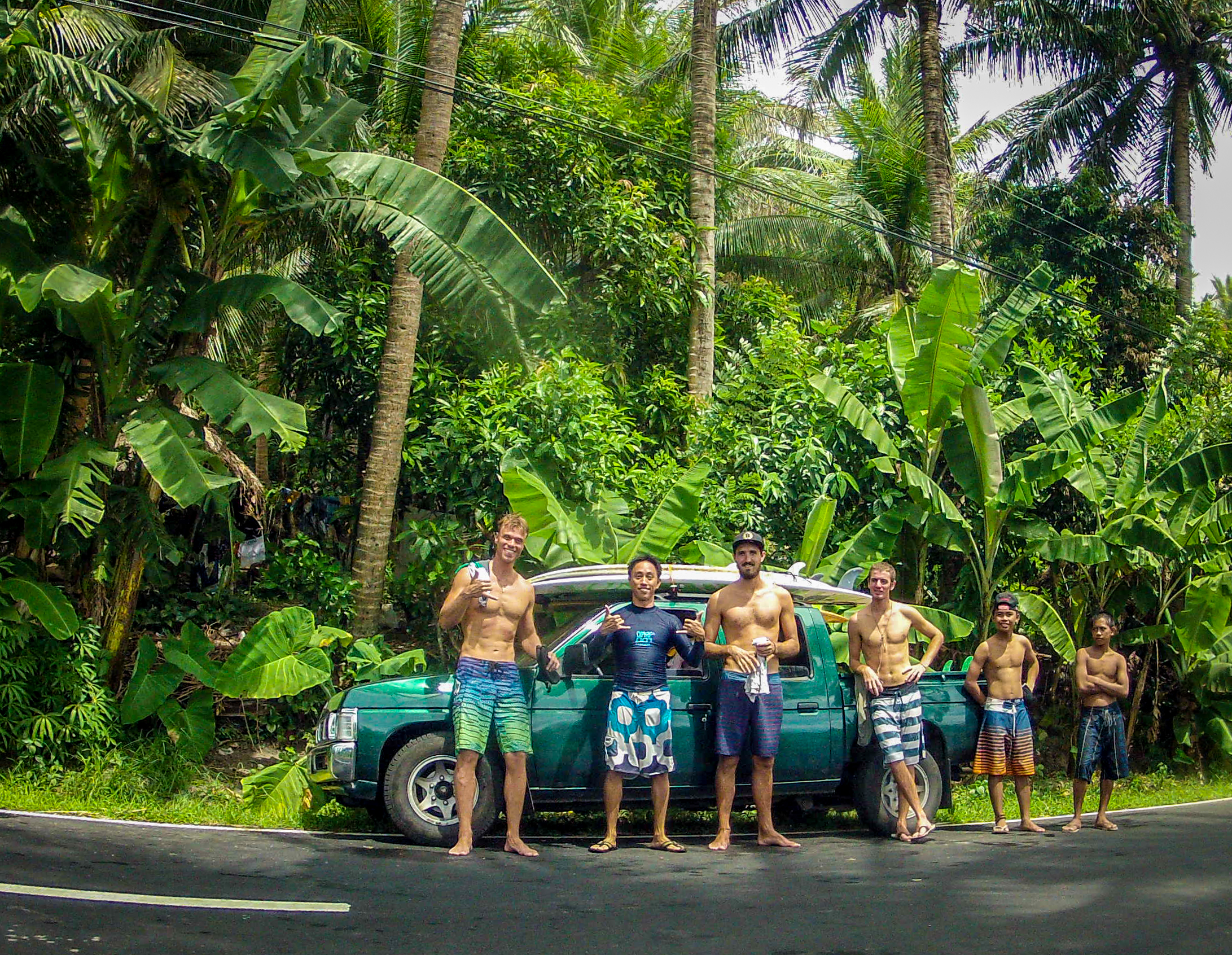 After surfing one of the local reefs. From L to R: Me, Bidge, Momo, Coco, Ayie, Marco