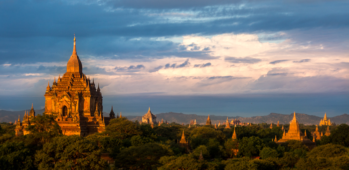 Temples casting their shadows over the Bagan Plains.